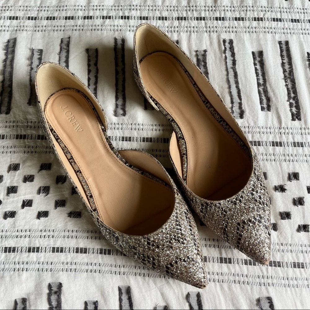 J Crew Audrey d’orsay 8.5 flats sparkle